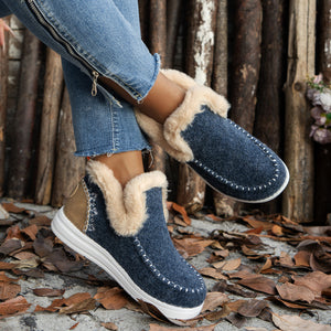 Round Toe Winter Ankle Boots in black with round toe