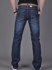 Blue with Men's Slim Fit Blue Jeans in Blue