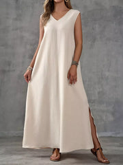 100% polyester Care instructions: Machine wash cold maxi dress in White with loose silhouette