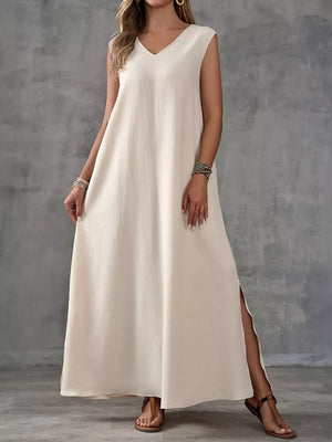 100% polyester Care instructions: Machine wash cold maxi dress in White with loose silhouette