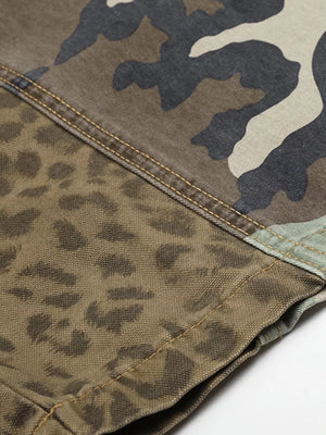 Men's Camouflage Leopard Patchwork Cargo Pants option 5