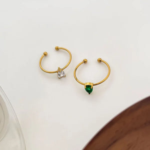 18K Gold-Plated, Stainless Steel, Zircon Care instructions: Avoid wearing during ring in clear with slim silhouette