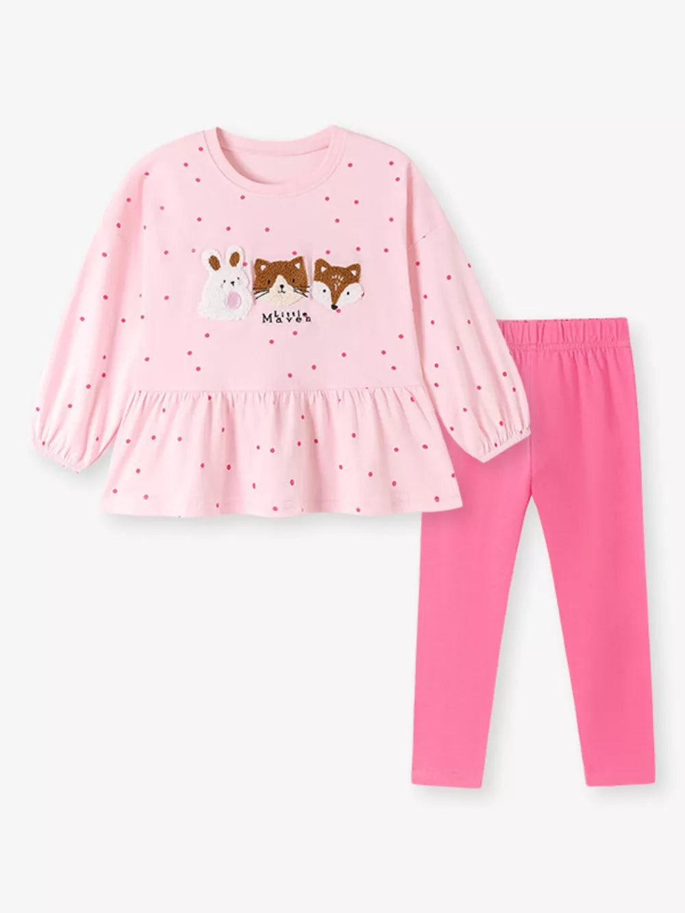 hot pink peplum top featuring tiered and polka dot