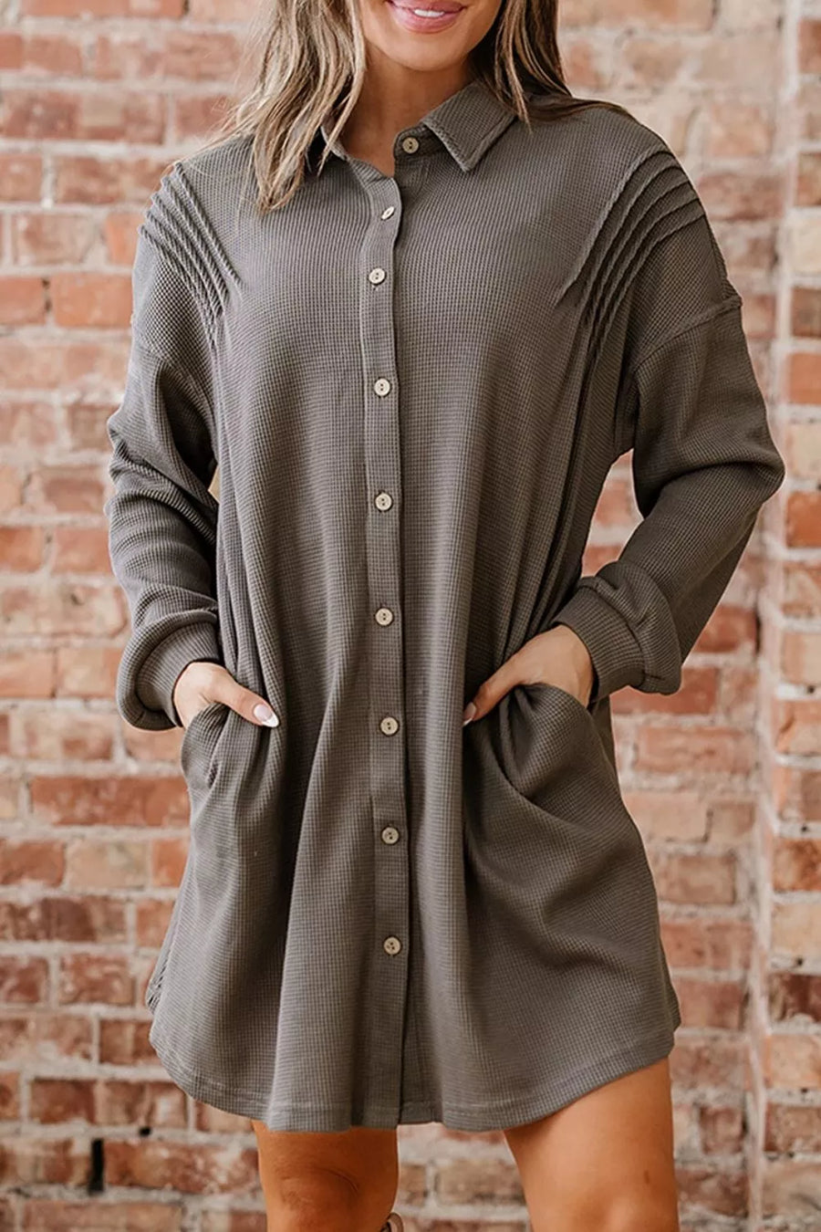 Casual Button-down Dress With Pockets option 6