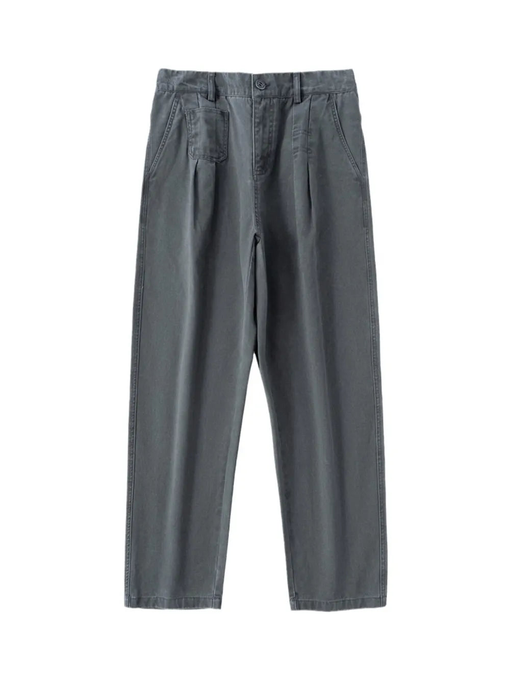 Men's gray relaxed fit sweatpants with pockets and drawstring detail.