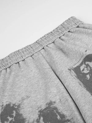 sweatpants in Light Gray with graphic-print and drawstring waist