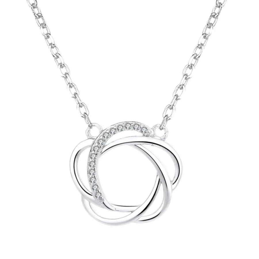 925 sterling silver,Zircon Care instructions: Avoid wearing during exercise, as necklace in Silver with interlocking circles