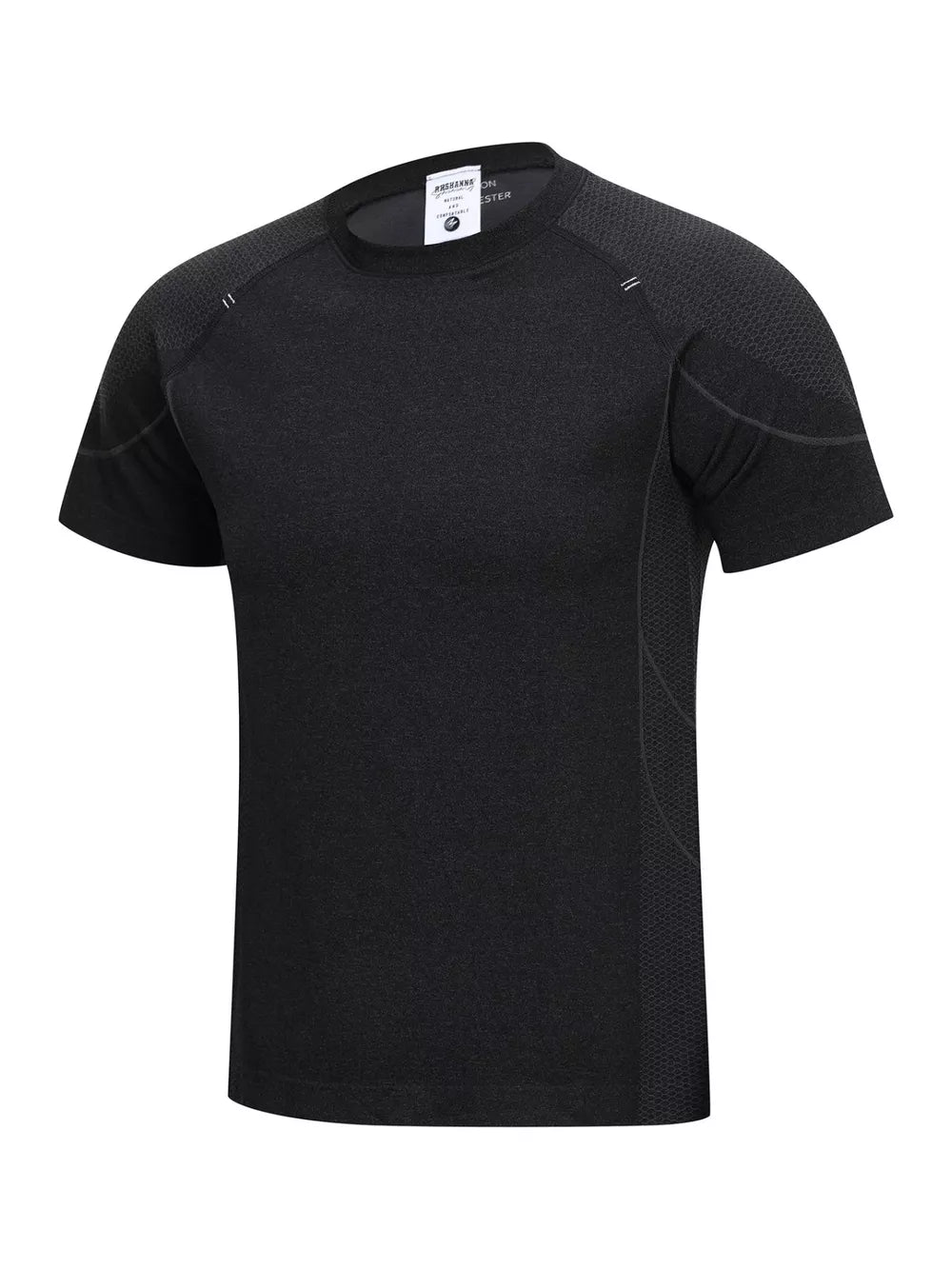 t-shirt in Black with geometric and quick-dry