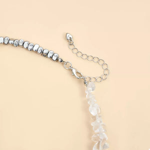 necklace in Silver with heart charm and choker