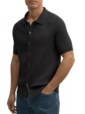 Brown cardigan featuring cable-knit and cable knit