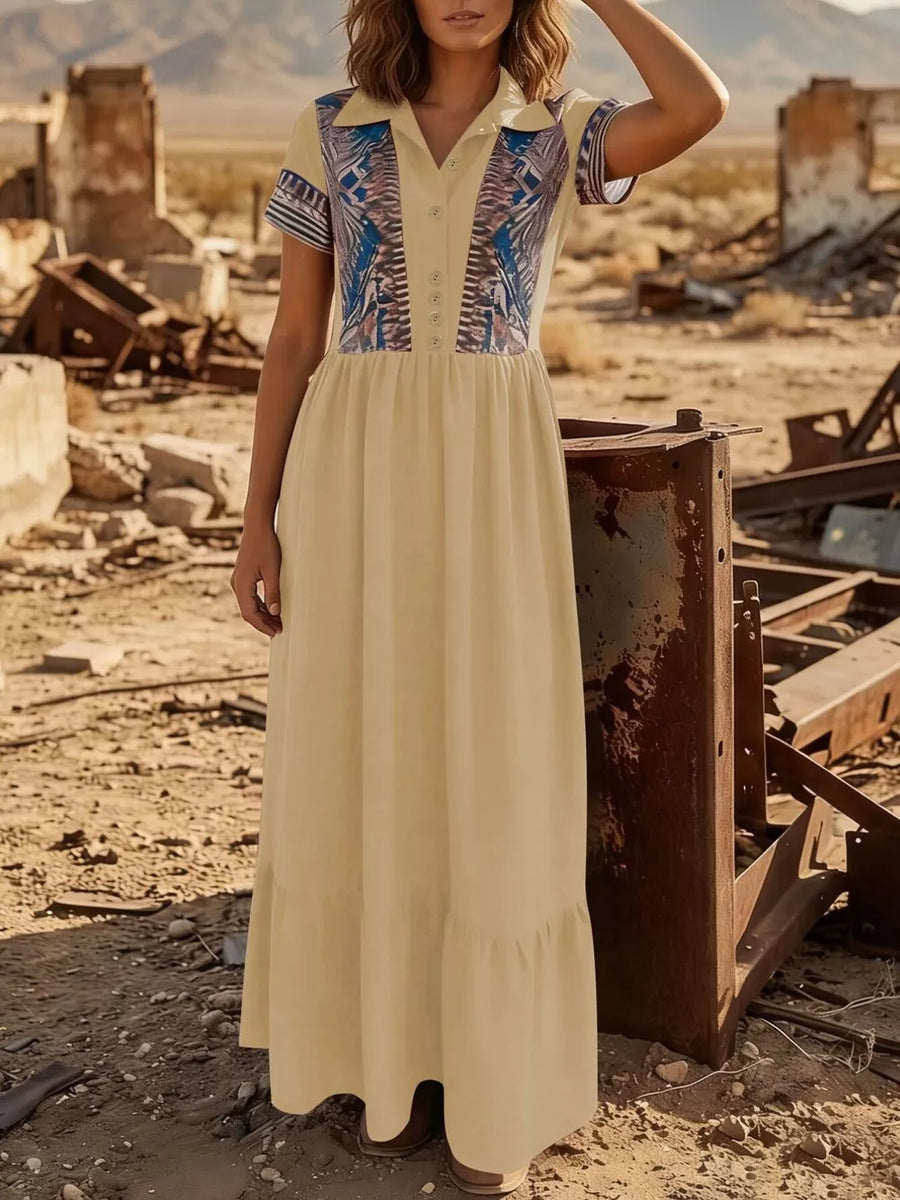 maxi dress featuring geometric in Brown with 100% polyester Care instructions: Machine wash cold texture