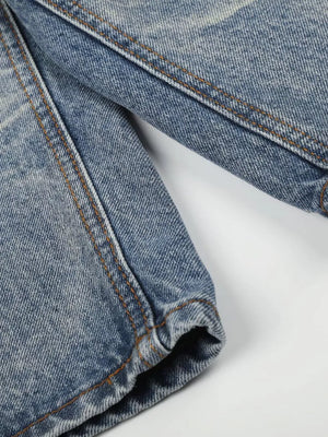 Men's Vintage Wash Wide Leg Denim Capris option 9
