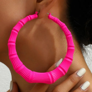 18k Gold-plated Stainless Steel Textured Hoop Earrings in Gold with textured