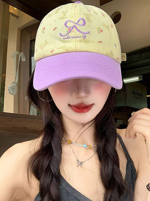 Yellow Bow Embroidered Baseball Cap