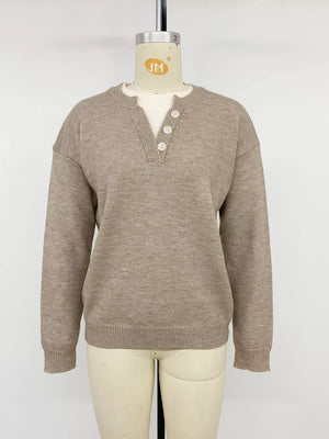 Dropped Shoulder Long Sleeve Sweater in Khaki, view 11
