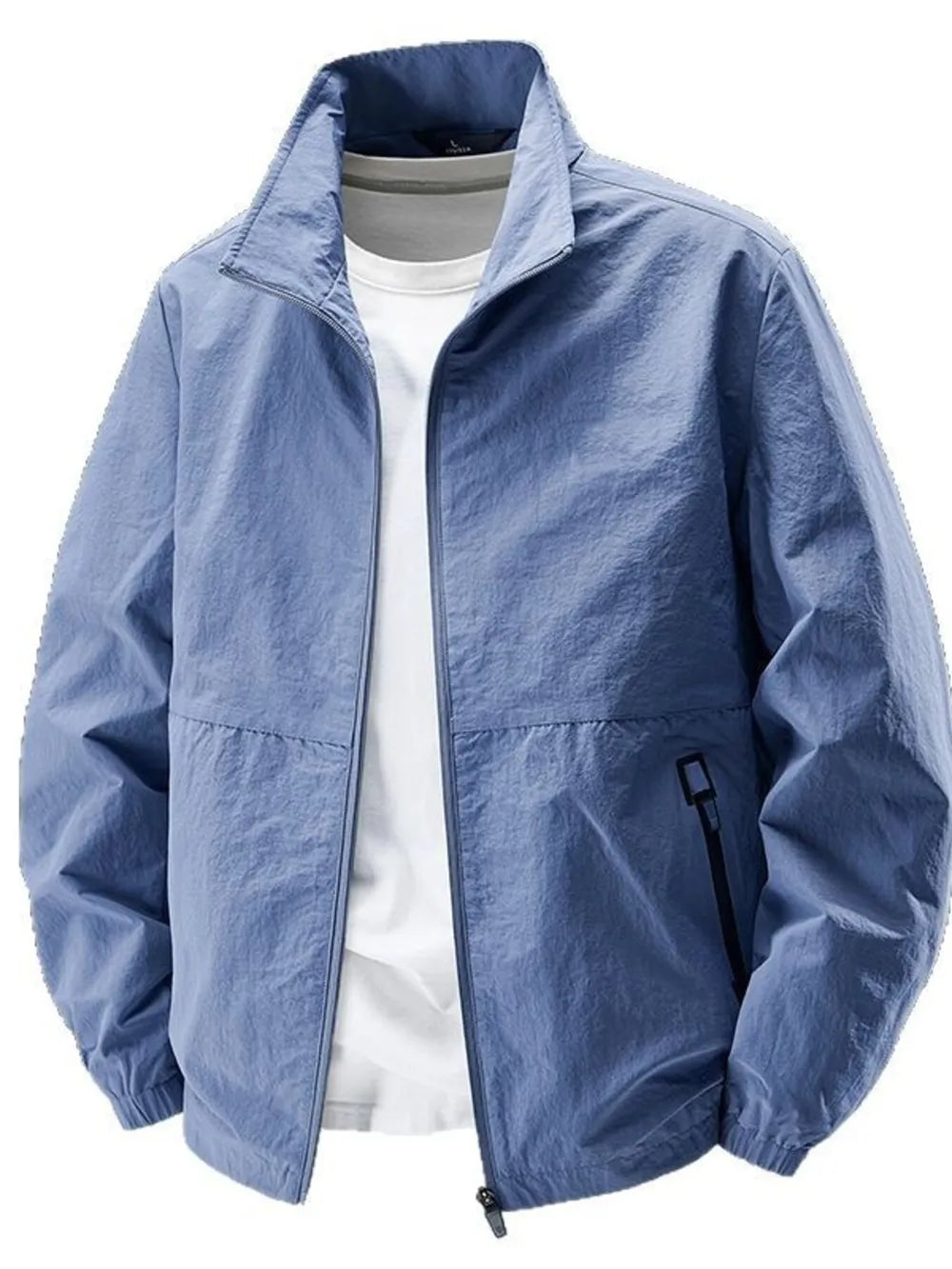 windbreaker in dusty blue featuring pocketed and regular fit