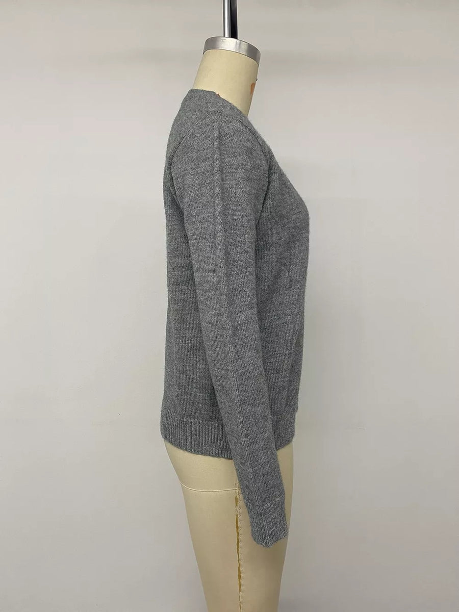 charcoal regular cardigan with round neck
