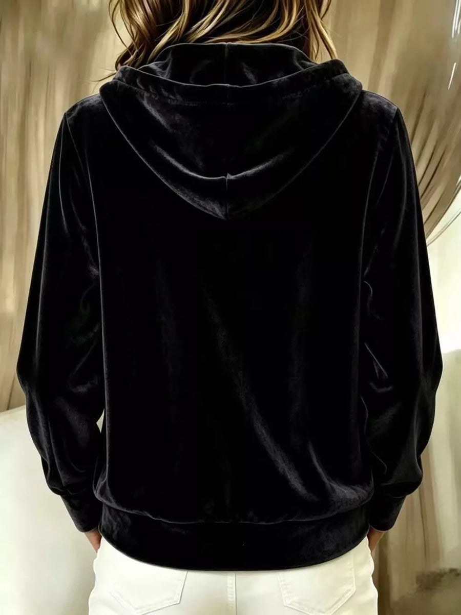 hoodie in red with buttoned and hip-length