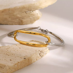 bracelet in silver with geometric and two-tone