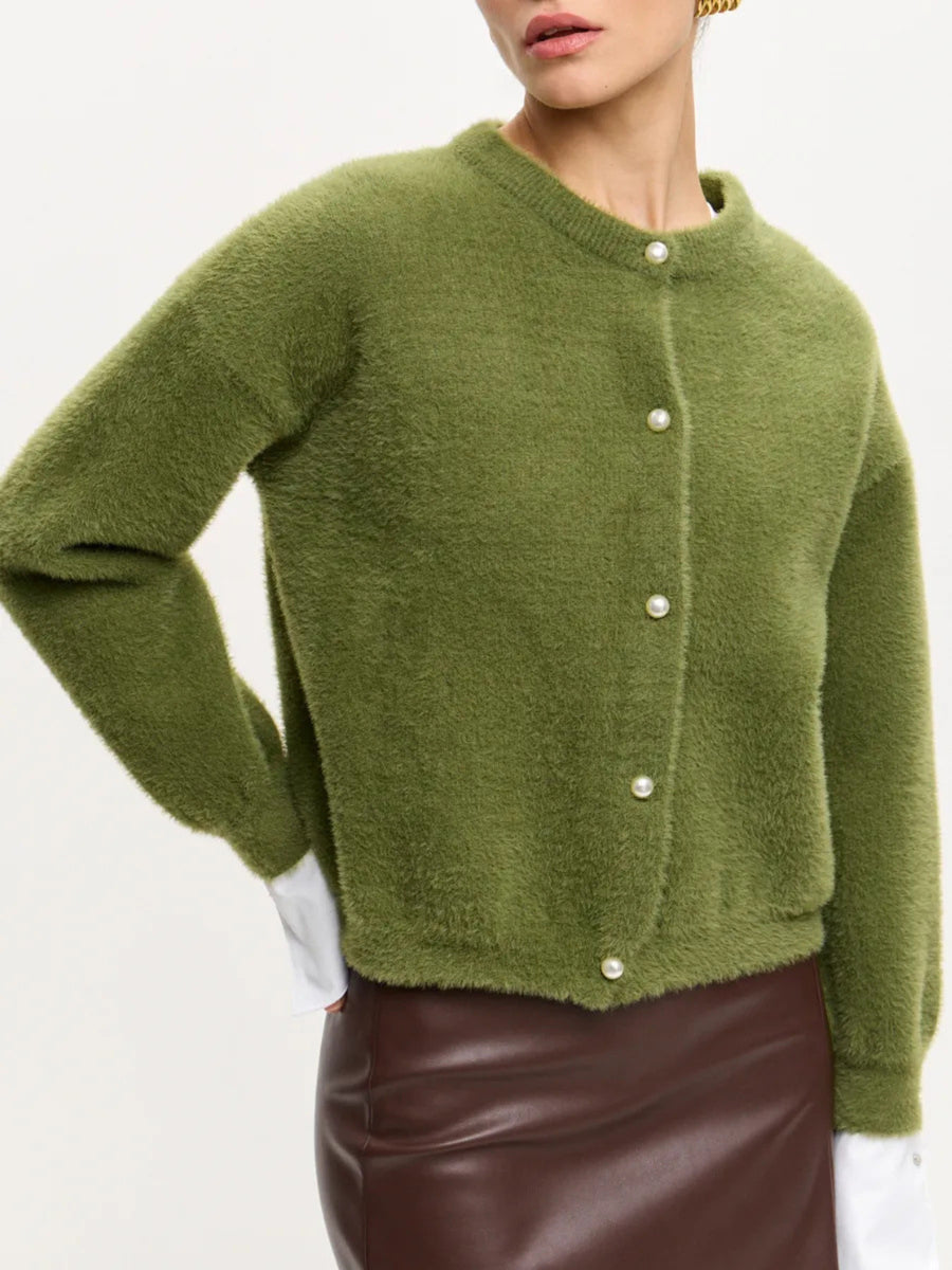 100% polyester Care instructions: Machine wash cold cardigan in White with relaxed silhouette