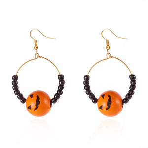 18k Gold-plated Halloween Bead Earrings in red with gold-plated