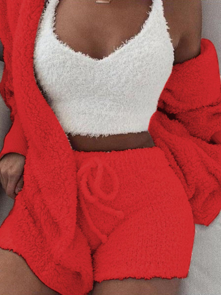 95%polyester,5%spandex Care instructions: Machine wash cold pajama set in Pink with relaxed silhouette