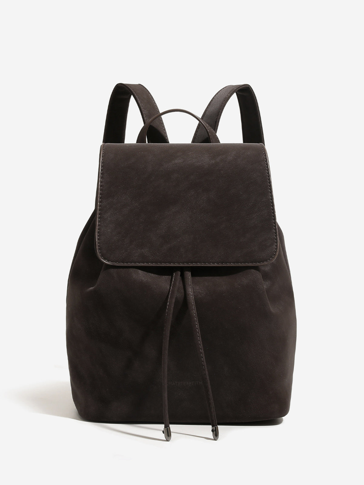 backpack in dark brown featuring adjustable straps and backpack fit