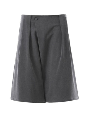 capris in charcoal gray featuring high-waisted and relaxed fit