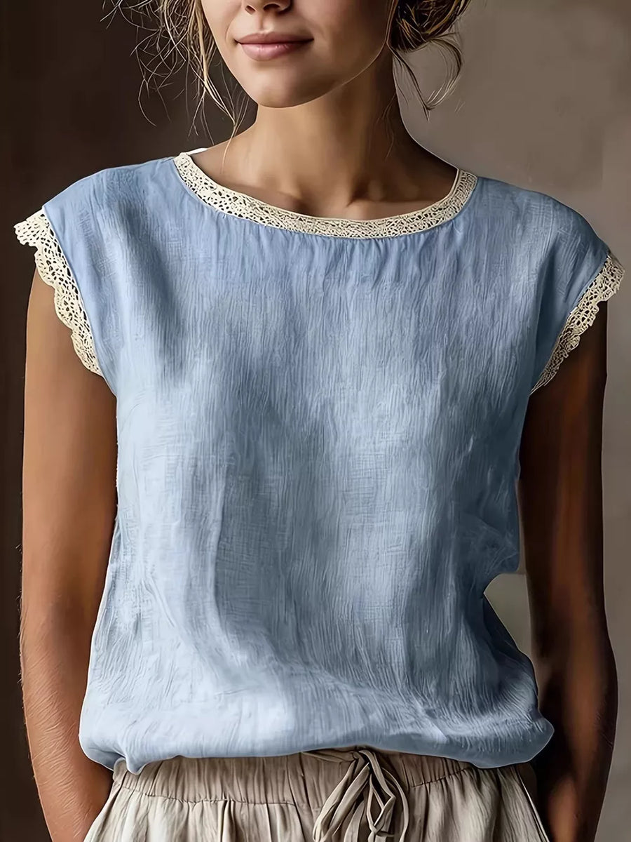 100% polyester Care instructions: Machine wash cold blouse in Sky Blue with relaxed silhouette