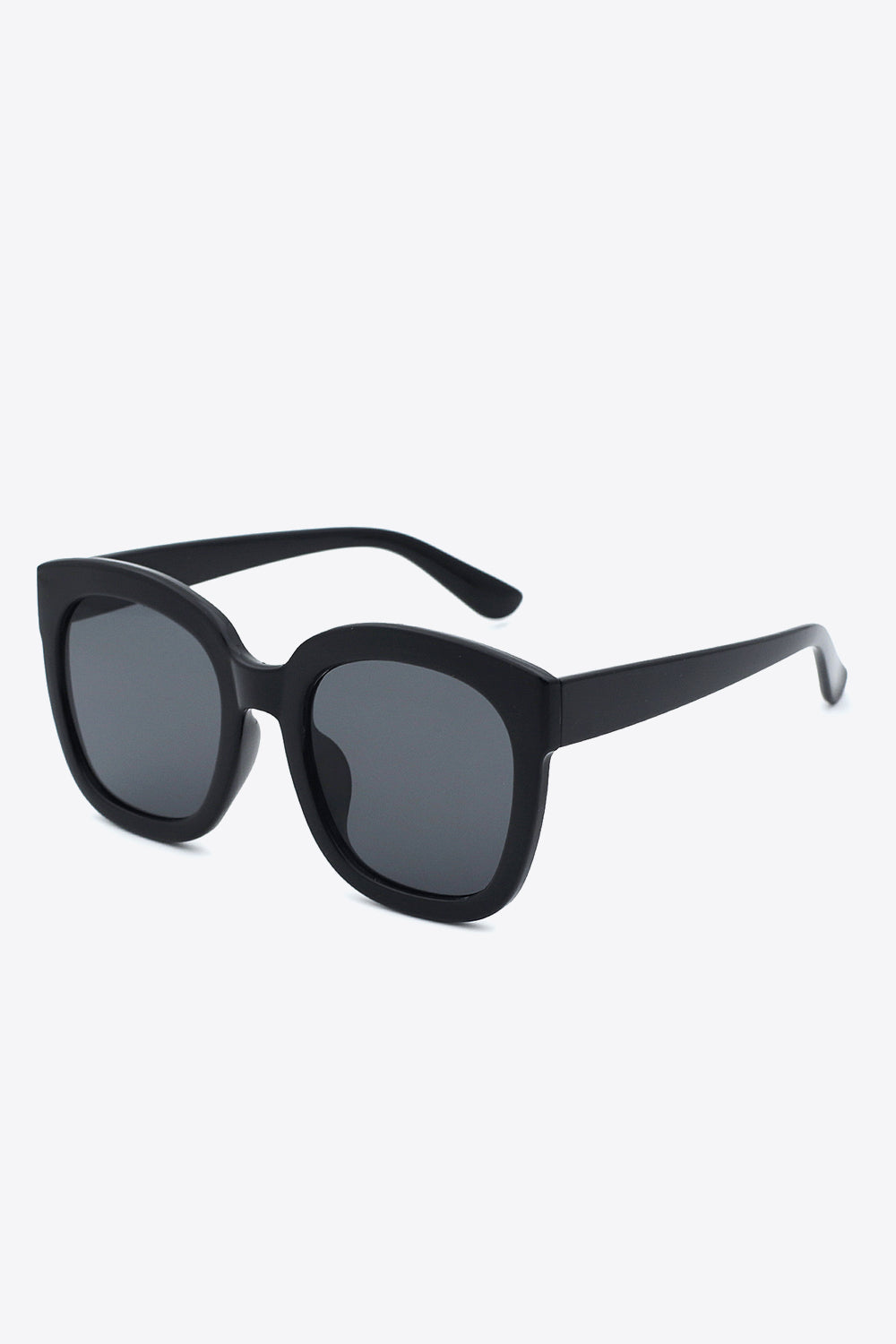 Black square sunglasses with dark lenses and thick frames.