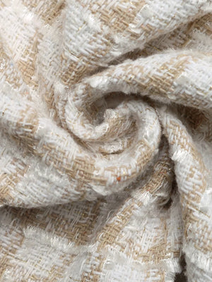 Apricot Pearl Trim Tweed Button Up Jacket