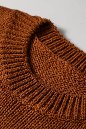 Caramel regular pullover sweater with crew neck