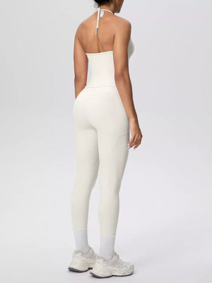 Peacock Blue activewear with cropped, full-length and pullover, elastic