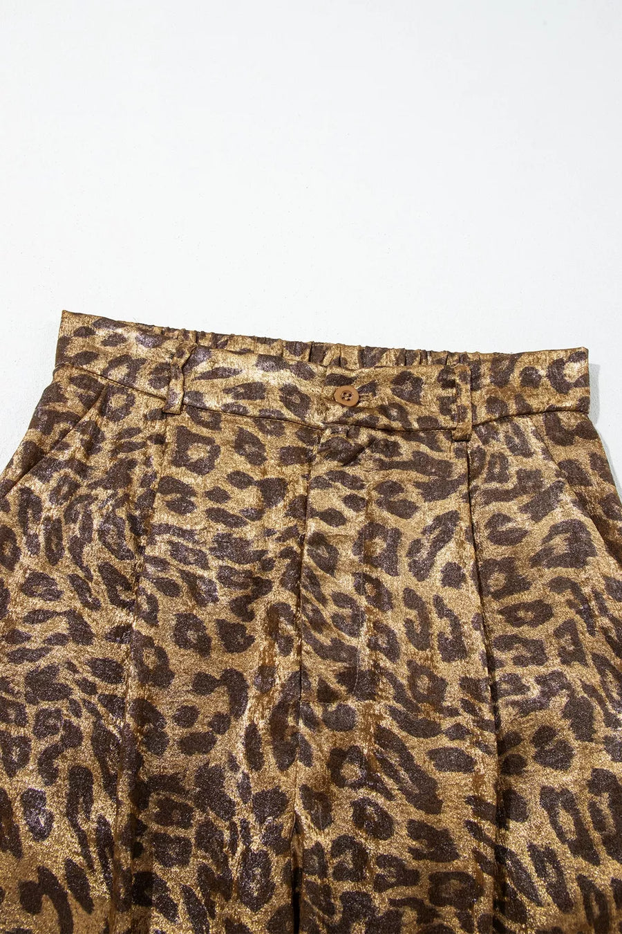 wide-leg pants featuring leopard-print in dark brown with 100% polyester Care instructions: Machine wash cold texture