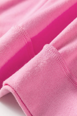 Color Block Ricrac Trim V Neck Long Sleeve Top in Pink, view 11
