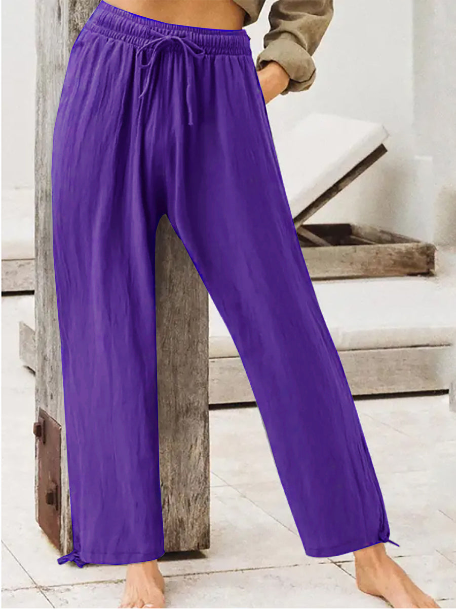 Full Size Casual Drawstring Wide-leg Pants in Dark Gray, view 18
