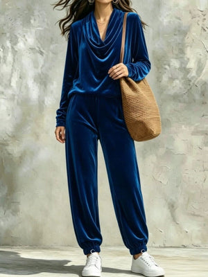 lounge set in Sky Blue with cowl neck and long sleeve