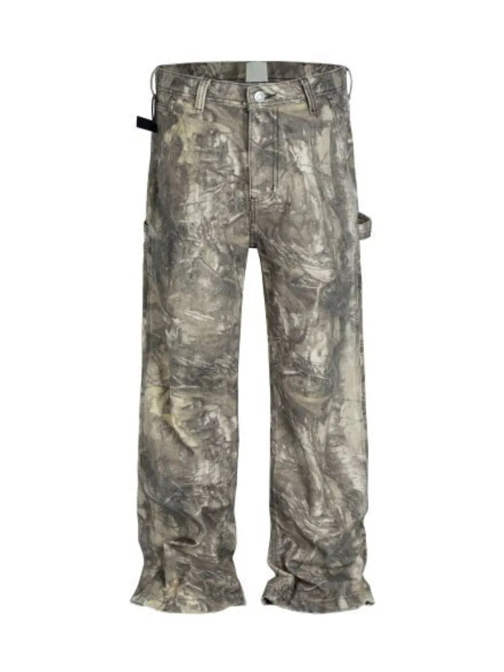 Carpenter jeans in mocha camo print with raw hem