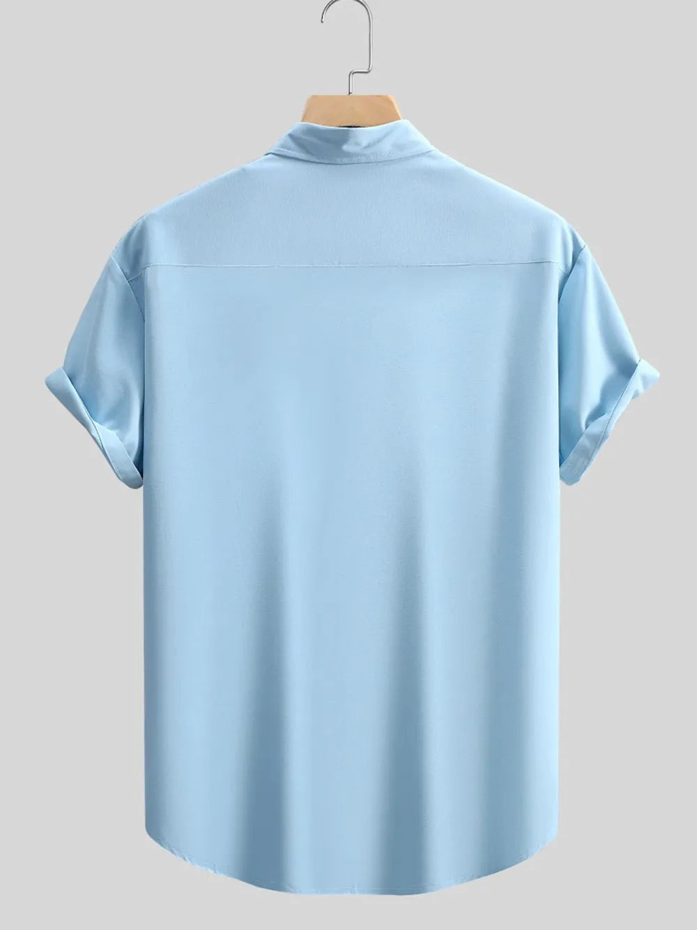 95%cotton, 5%spandex Care instructions: Machine wash cold button-up shirt in Pastel Blue with regular silhouette