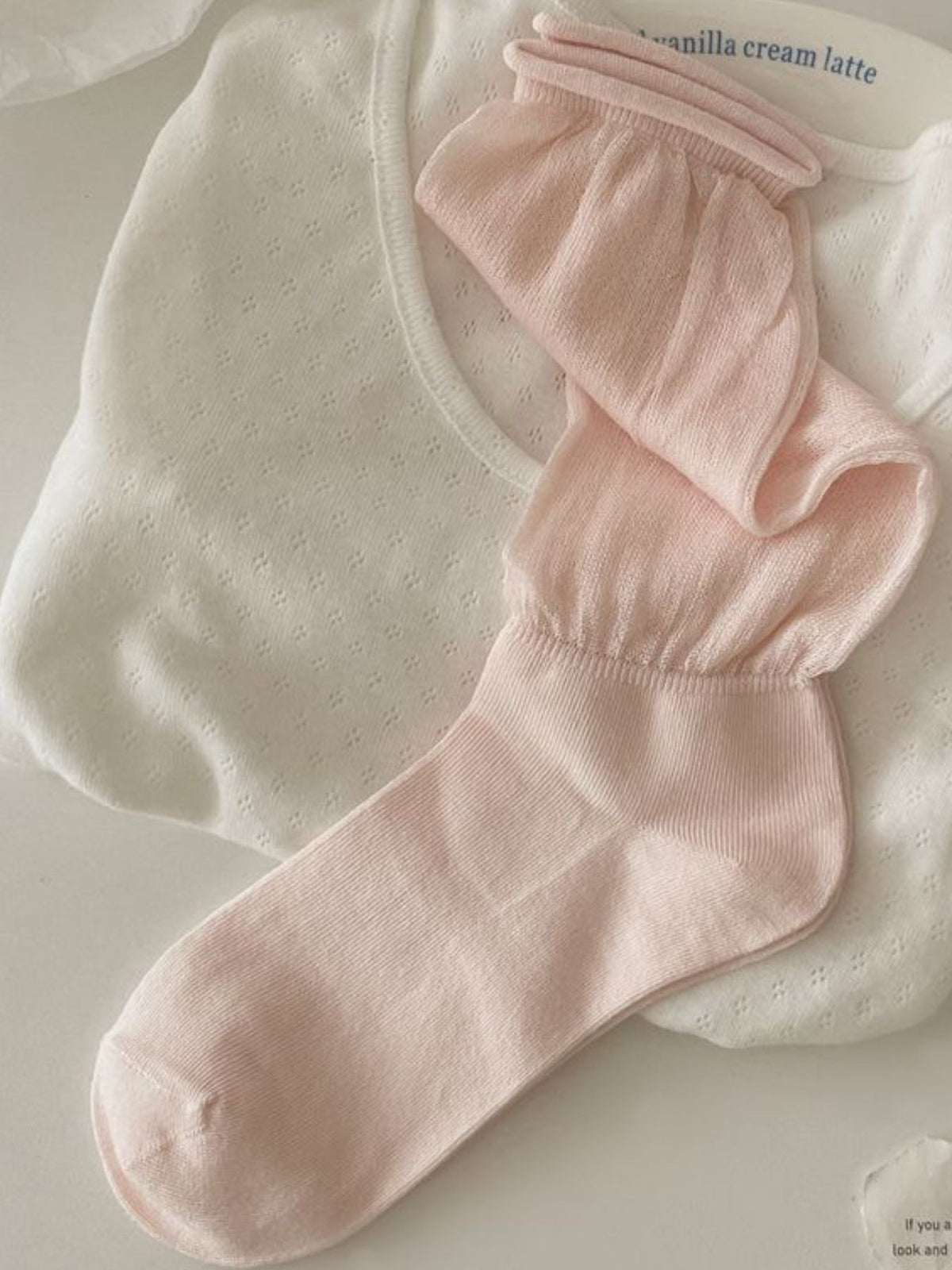 socks in Black with sheer and crew length