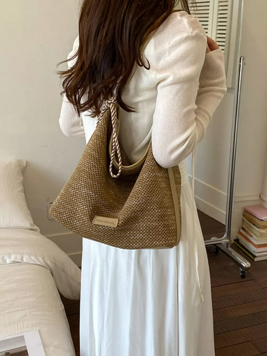 Camel Tassel Woven Crossbody Bag