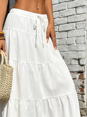 White Maxi Ruched Skirt