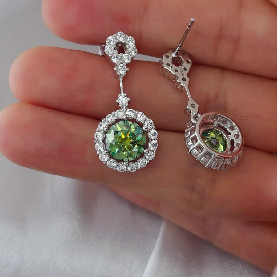 4 Carat Moissanite Platinum-plated Dangle Earrings in clear with drop design