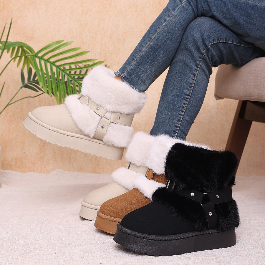 boots in ivory featuring platform sole and chunky fit