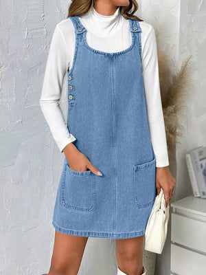 95%cotton, 5%spandex Care instructions: Machine wash cold mini dress in Light Blue with A-line silhouette