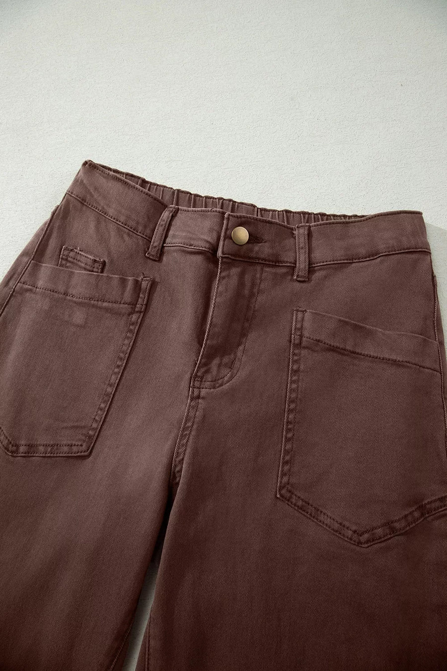 Solid Color Square Patch Pocket Barrel Jeans option 12
