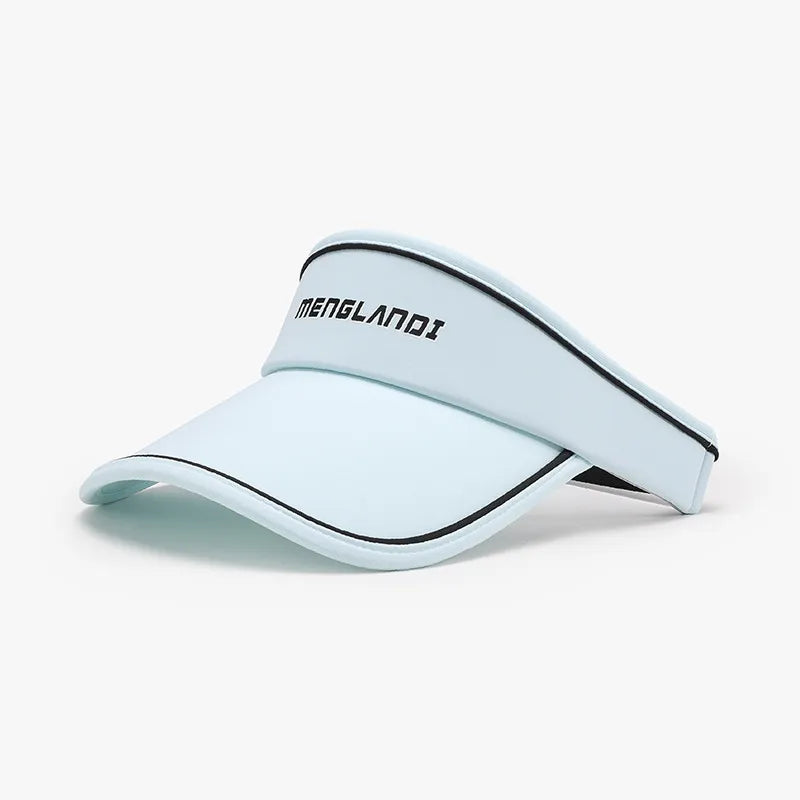 Light blue textured visor with black contrast piping and embroidered logo