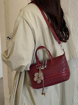 Small Woven Texture Crossbody Bag in Black