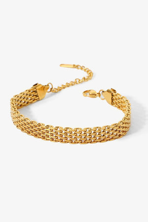 Gold woven chain bracelet with adjustable clasp