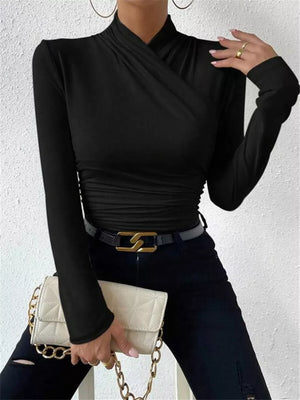 Ruched Long Sleeve Slim Fit Top option 9